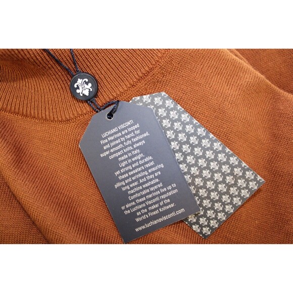 Luchiano Visconti Burnt Orange Pullover Preppy Business Casual Sweater Size XL - Picture 8 of 10